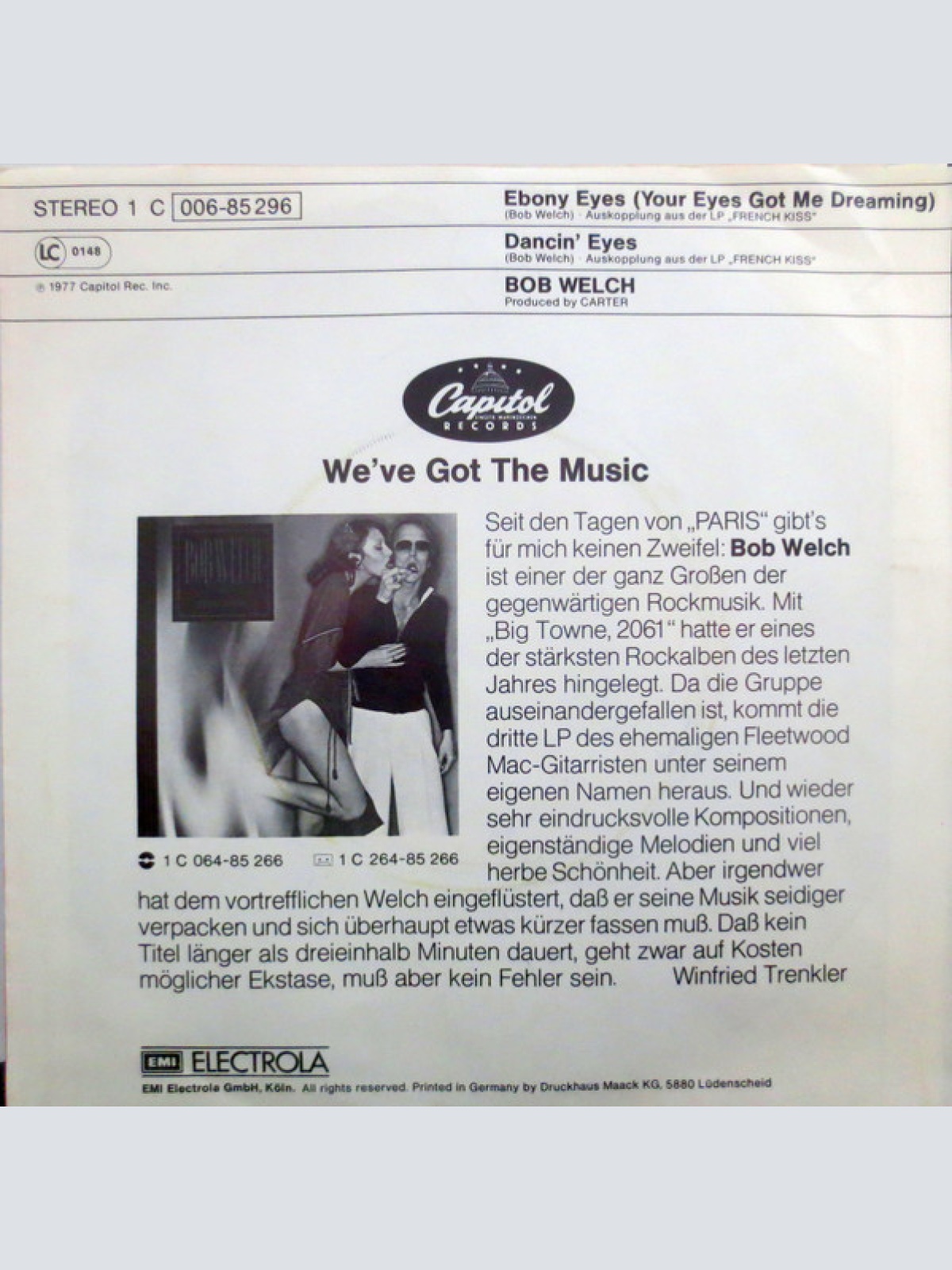 Vinyl / Bob Welch - Ebony Eyes (Your Eyes Got Me Dreaming)