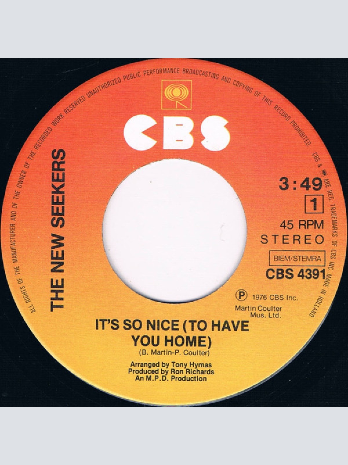 Vinyl / The New Seekers - It's So Nice (To Have You Home)