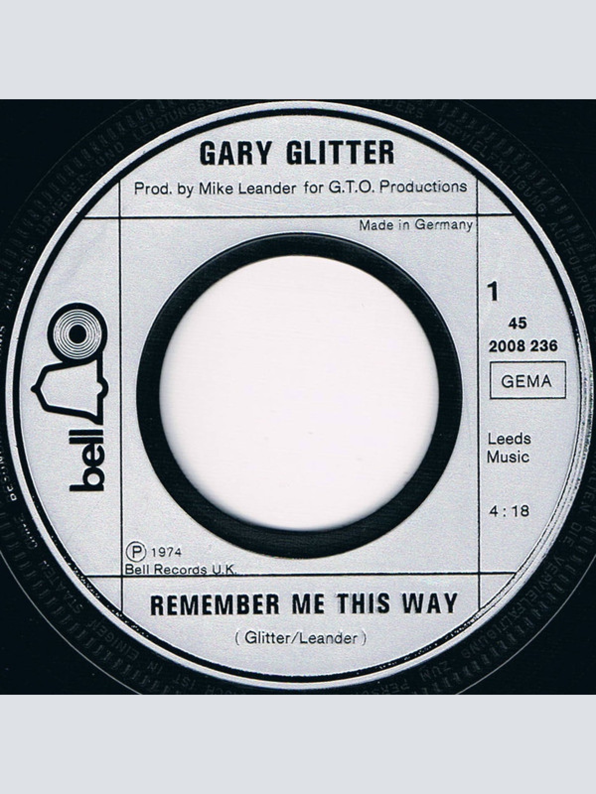 Vinyl / Gary Glitter - Remember Me This Way