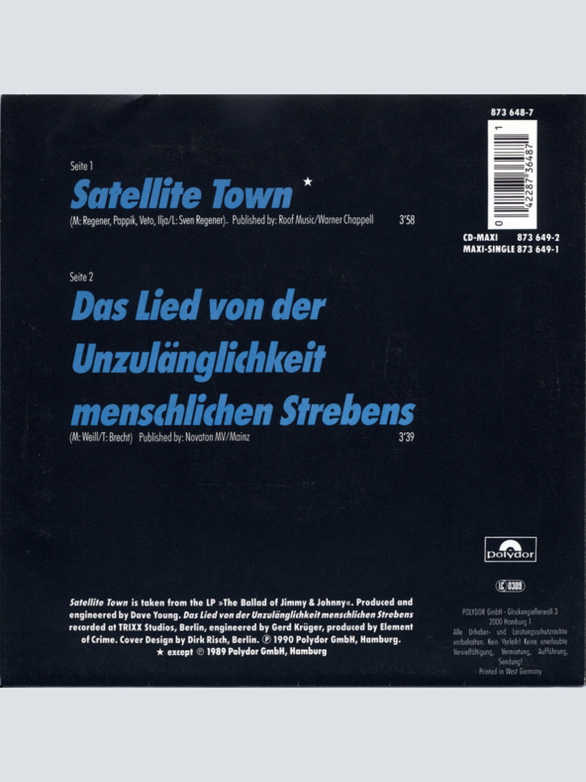 Vinyl / Element Of Crime - Satellite Town