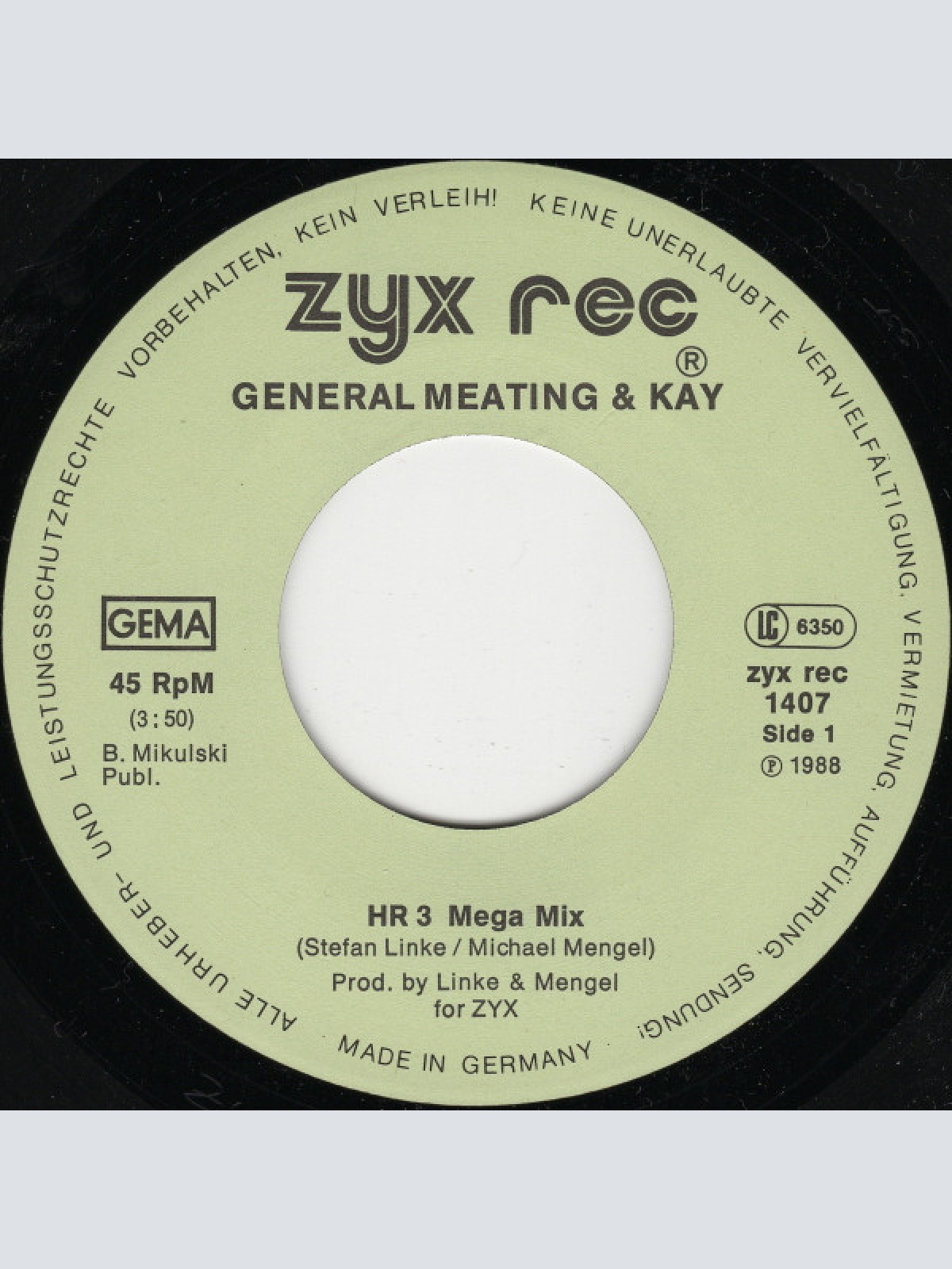 Vinyl / General Meating & Kay - HR3 Zitter Zitter Mega Mix