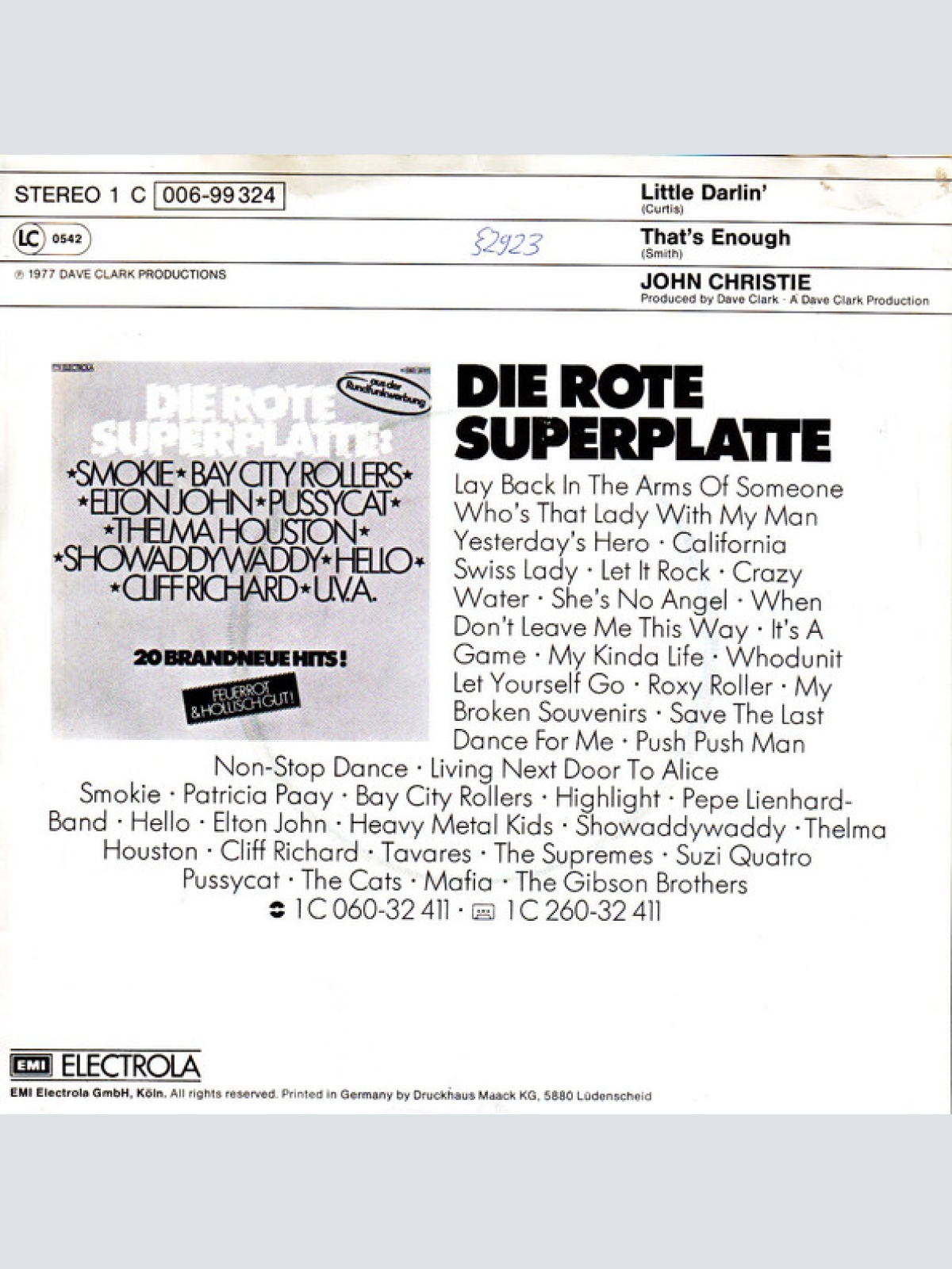 Vinyl / John Christie - Little Darlin'