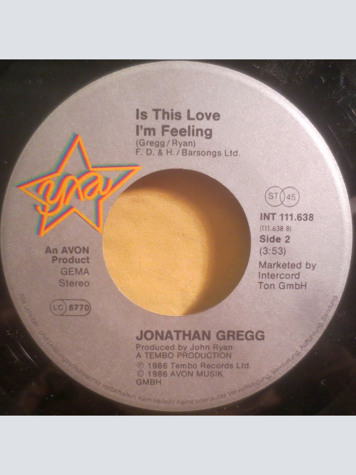 Vinyl / Jonathan Gregg (2) - I Don't Want To Be Alone Tonight