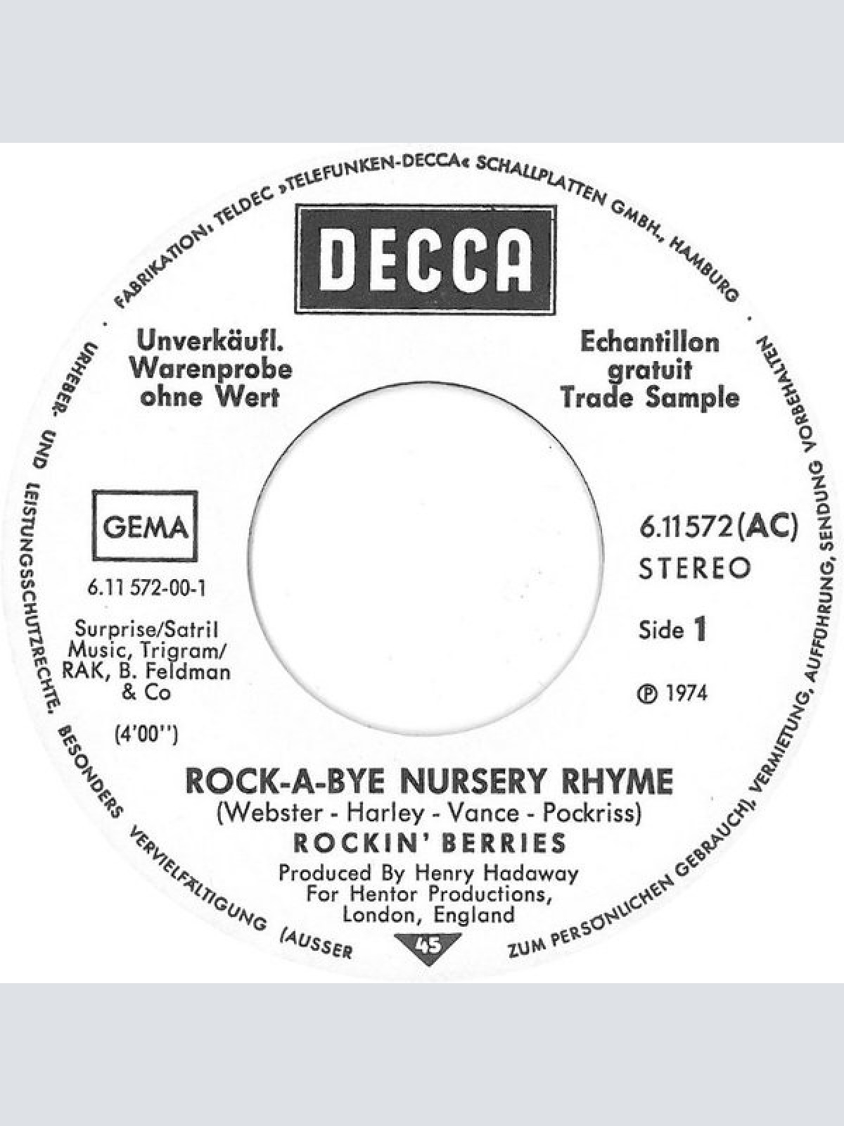Vinyl / Rockin' Berries* - Rock-A-Bye Nursery Rhyme