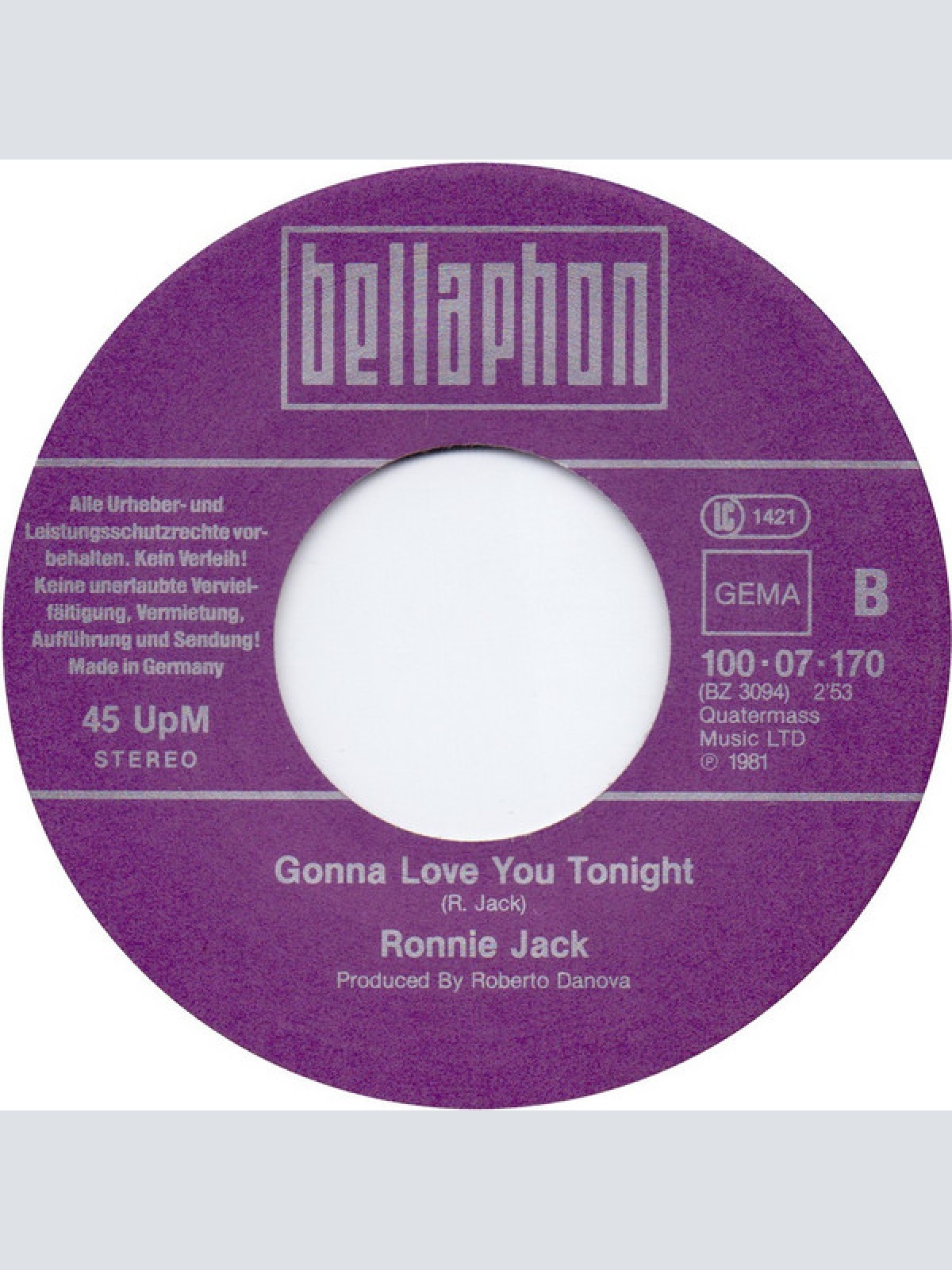 Vinyl / Ronnie Jack -  We Believe In Rock'n Roll