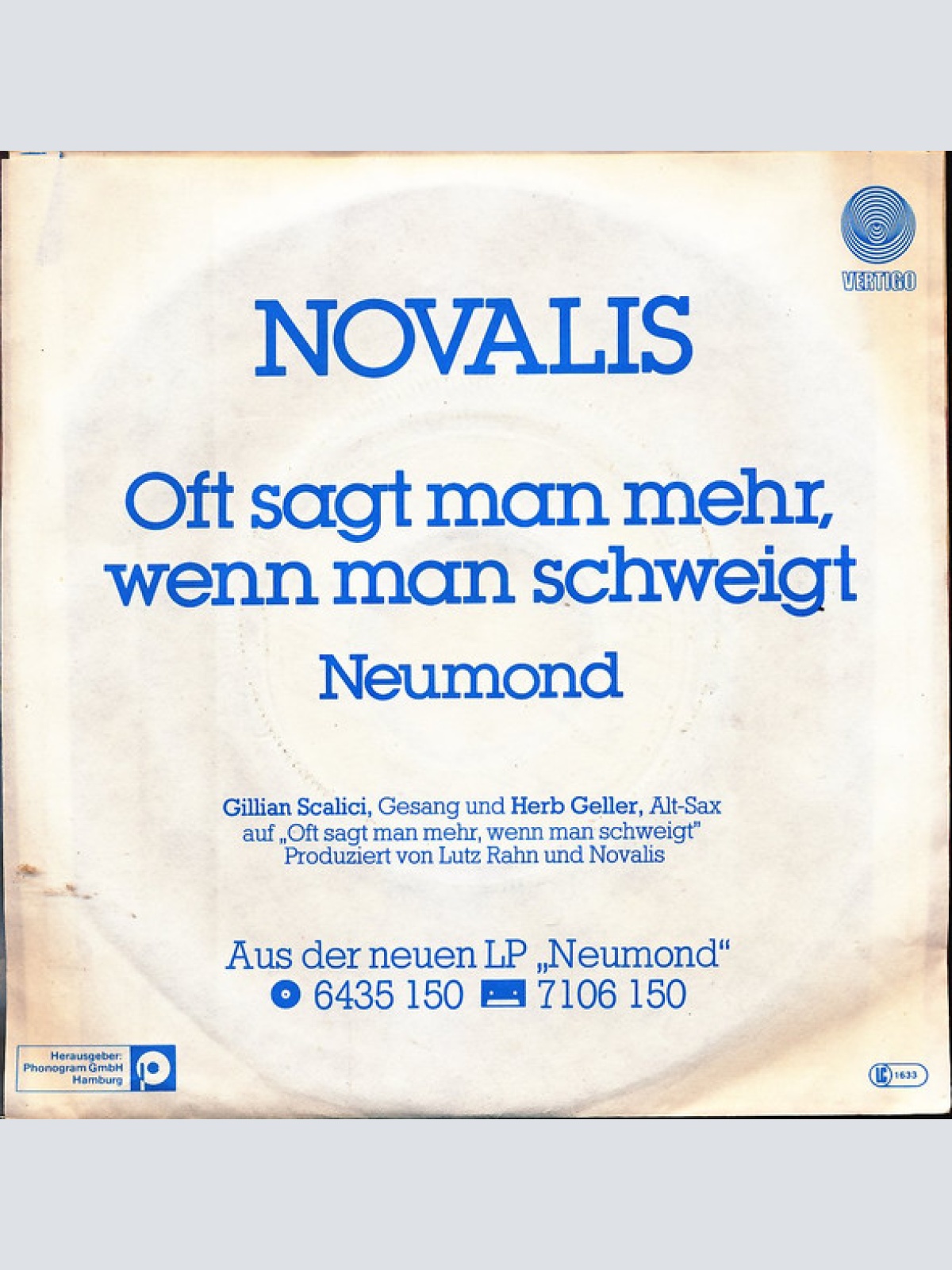 Vinyl / Novalis (3) - Oft Sagt Man Mehr, Wenn Man Schweigt