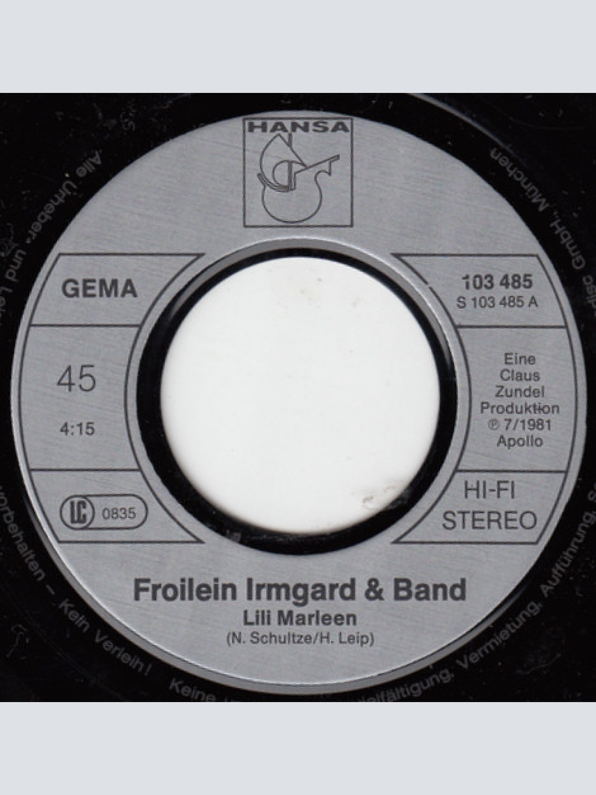 Vinyl / Froilein Irmgard & Band - Lili Marleen