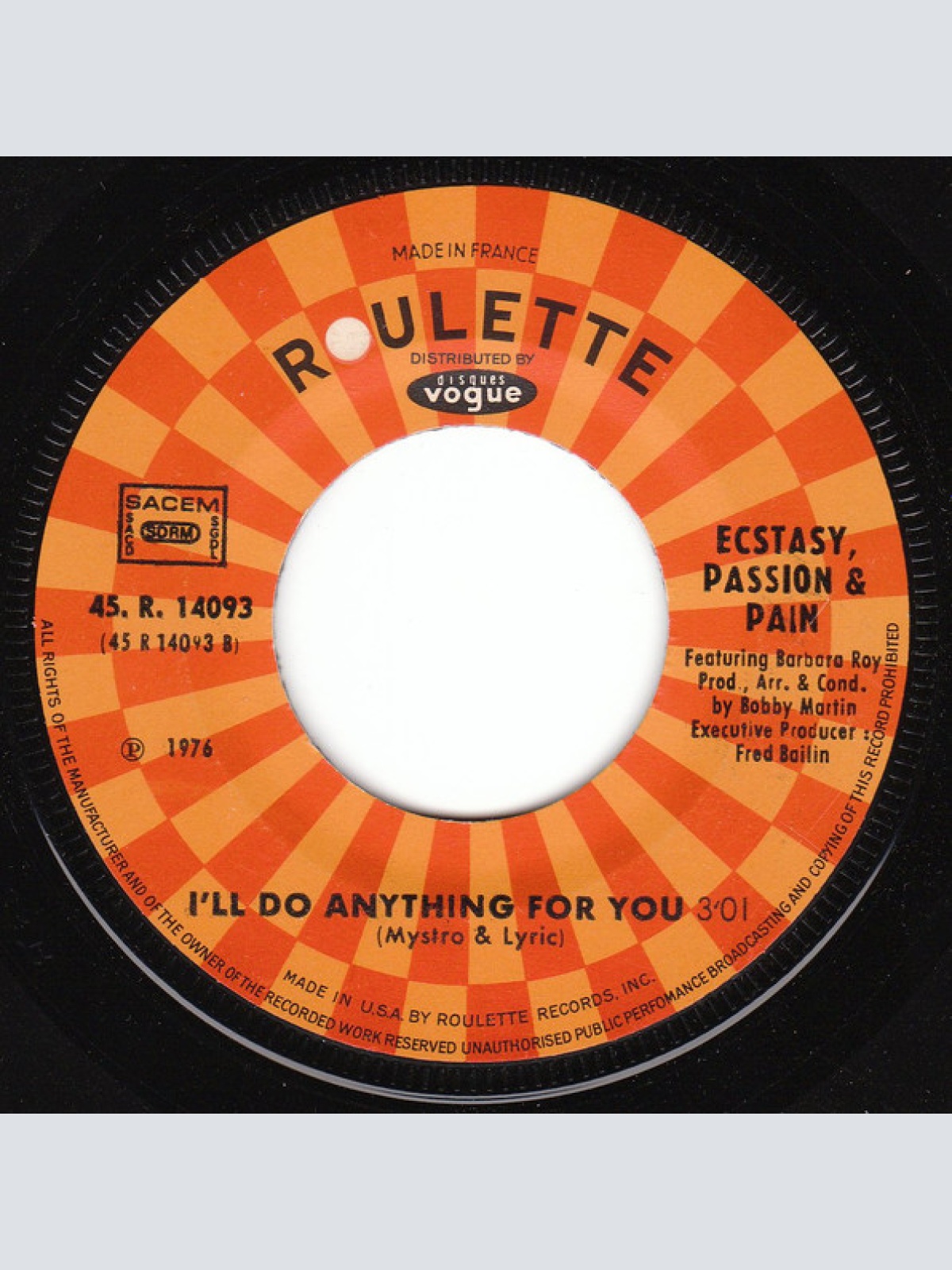 Vinyl / Ecstasy, Passion & Pain Featuring Barbara Roy - Touch And Go