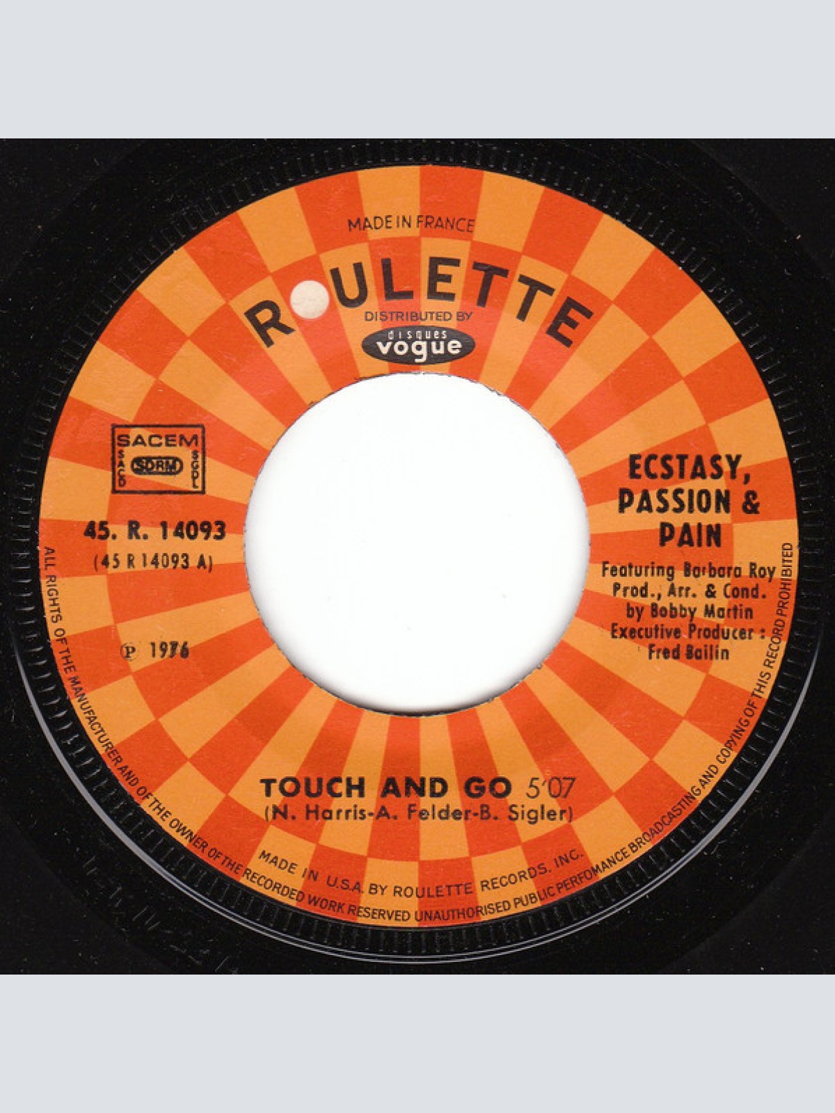 Vinyl / Ecstasy, Passion & Pain Featuring Barbara Roy - Touch And Go