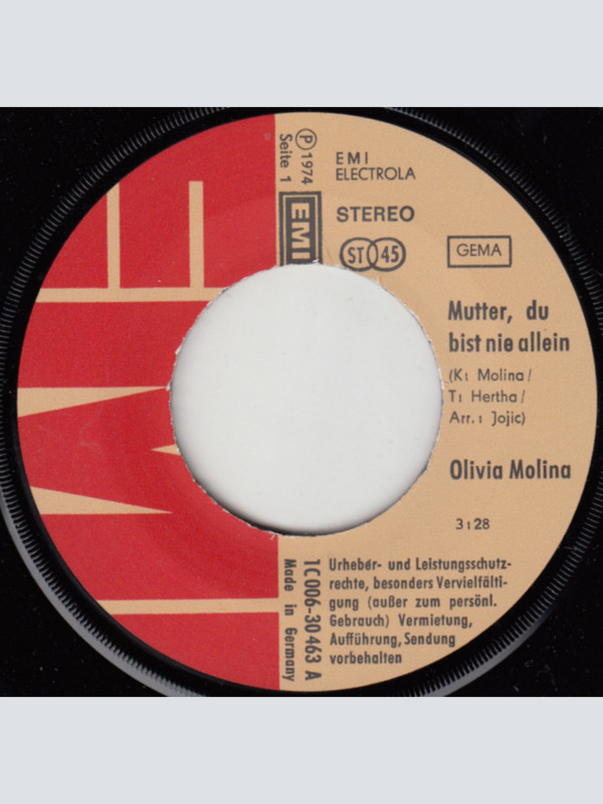 Vinyl / Olivia Molina - Mutter, Du Bist Nie Allein / Alles Liebe Zum Geburtstag