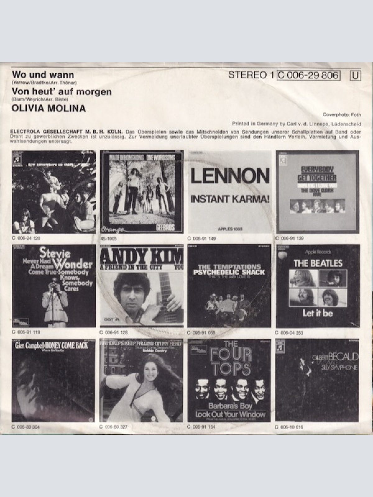 Vinyl / Olivia Molina - Wo Und Wann