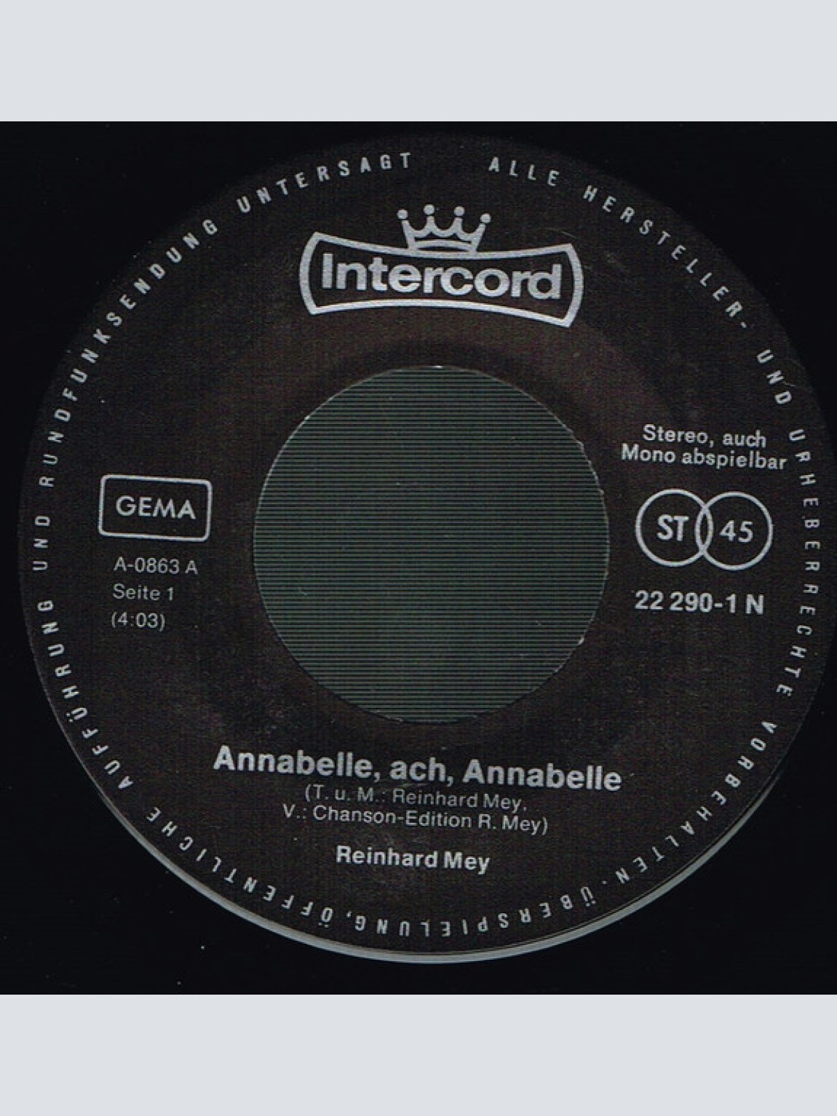 Vinyl / Reinhard Mey - Annabelle, Ach, Annabelle / Bevor Ich Mit Den Wölfen Heule