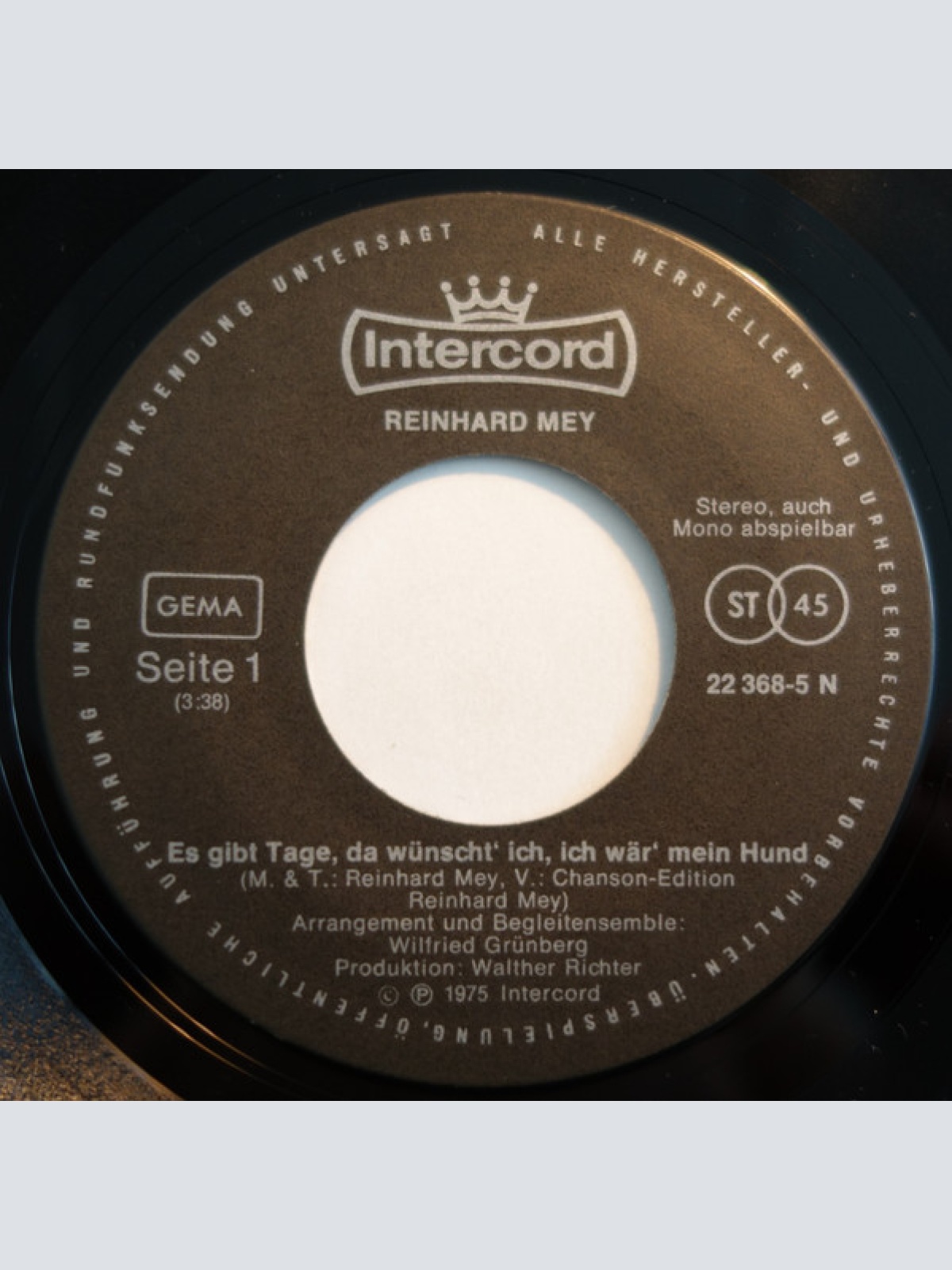 Vinyl / Reinhard Mey - Es Gibt Tage, Da Wünscht' Ich, Ich Wär' Mein Hund