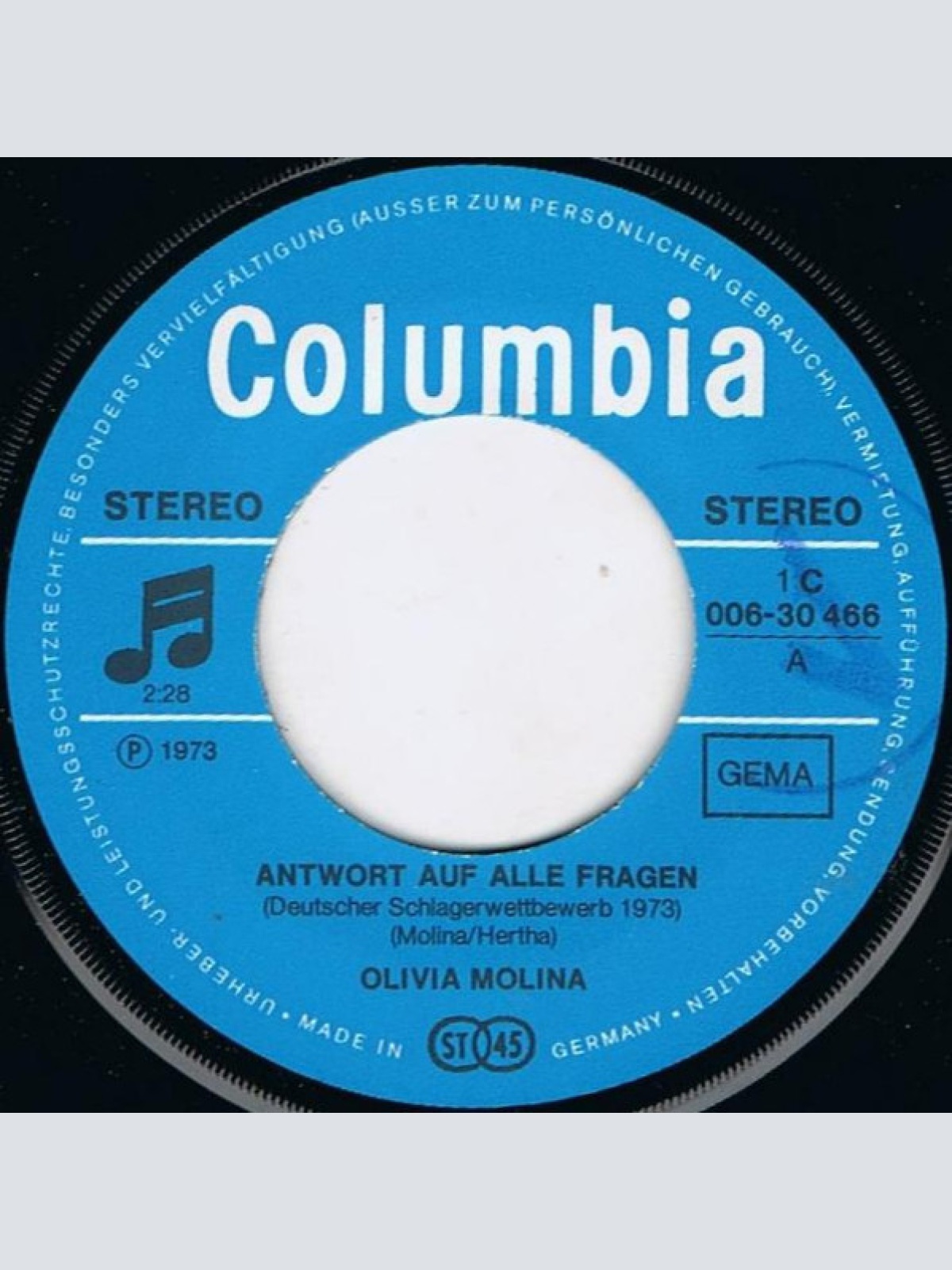 Vinyl / Olivia Molina - Antwort Auf Alle Fragen / Das Lied