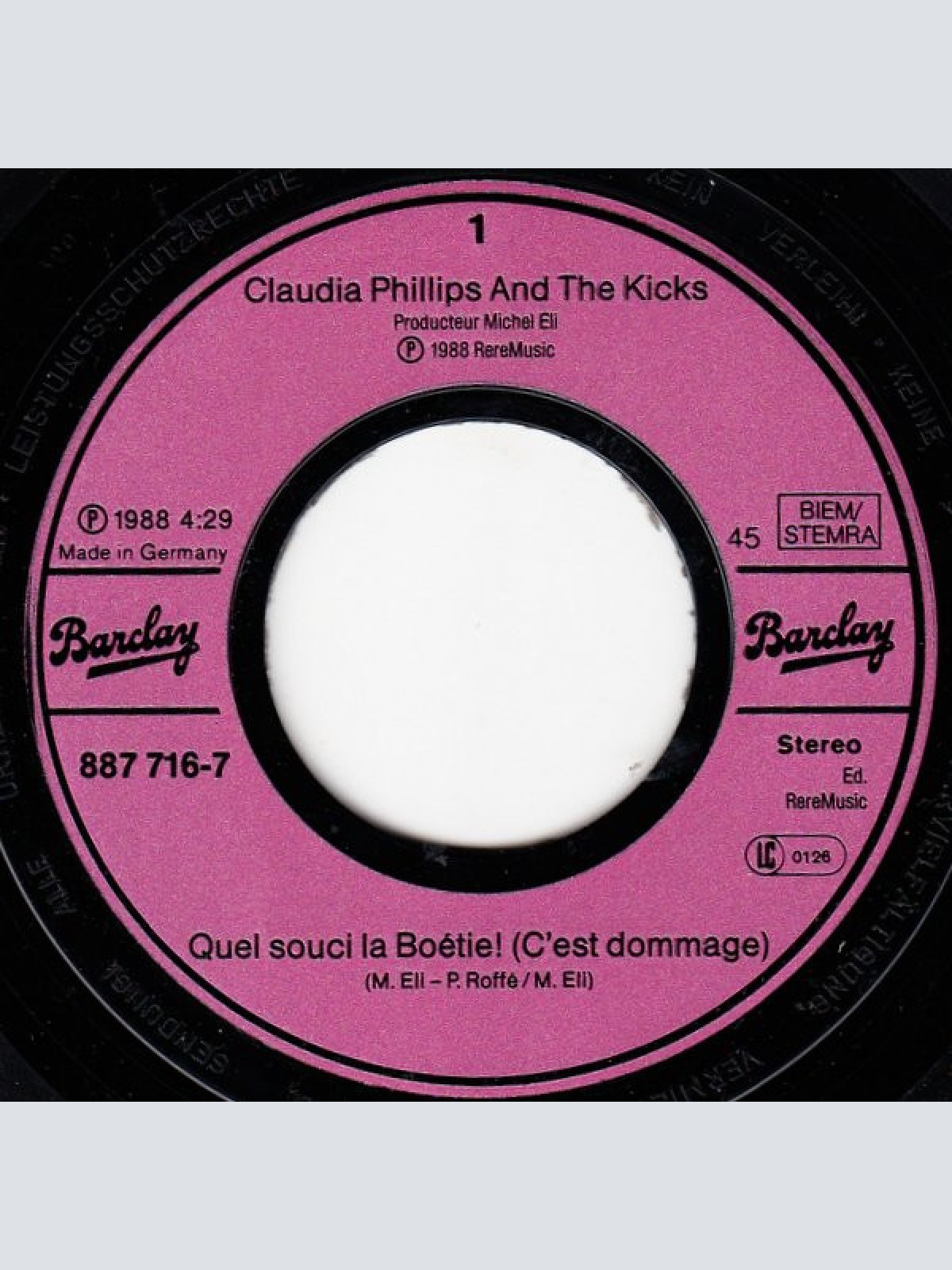 Vinyl / Claudia Phillips And The Kicks* - Quel Souci La Boétie!...