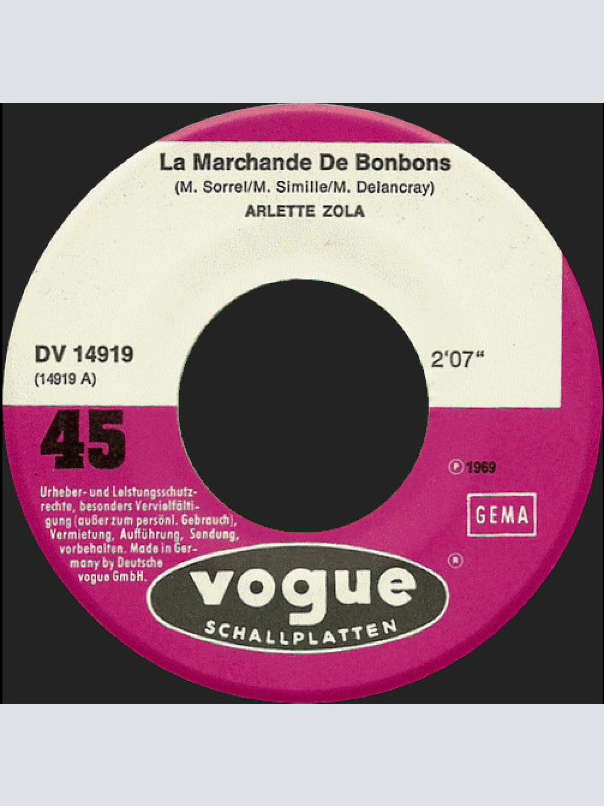 Vinyl / Arlette Zola - La Marchande De Bonbons - Les Journaux