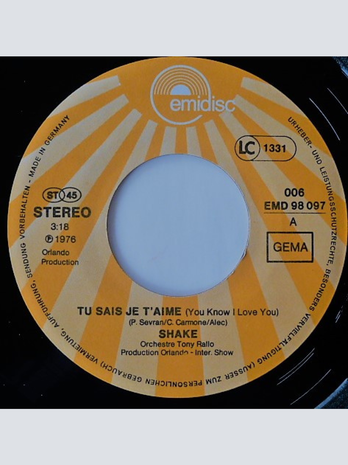 Vinyl / Shake (4) - Tu Sais Je T'Aime / Fort Et Magique