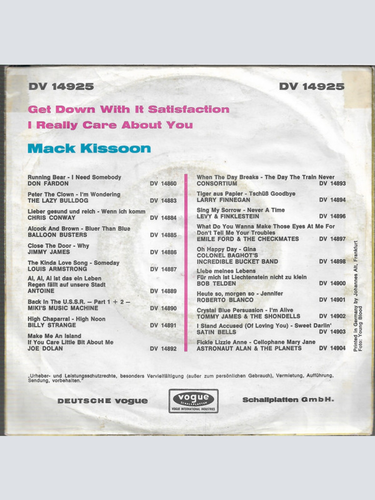 Vinyl / Mack Kissoon* - Get Down With It Satisfaction / I Really Care About You