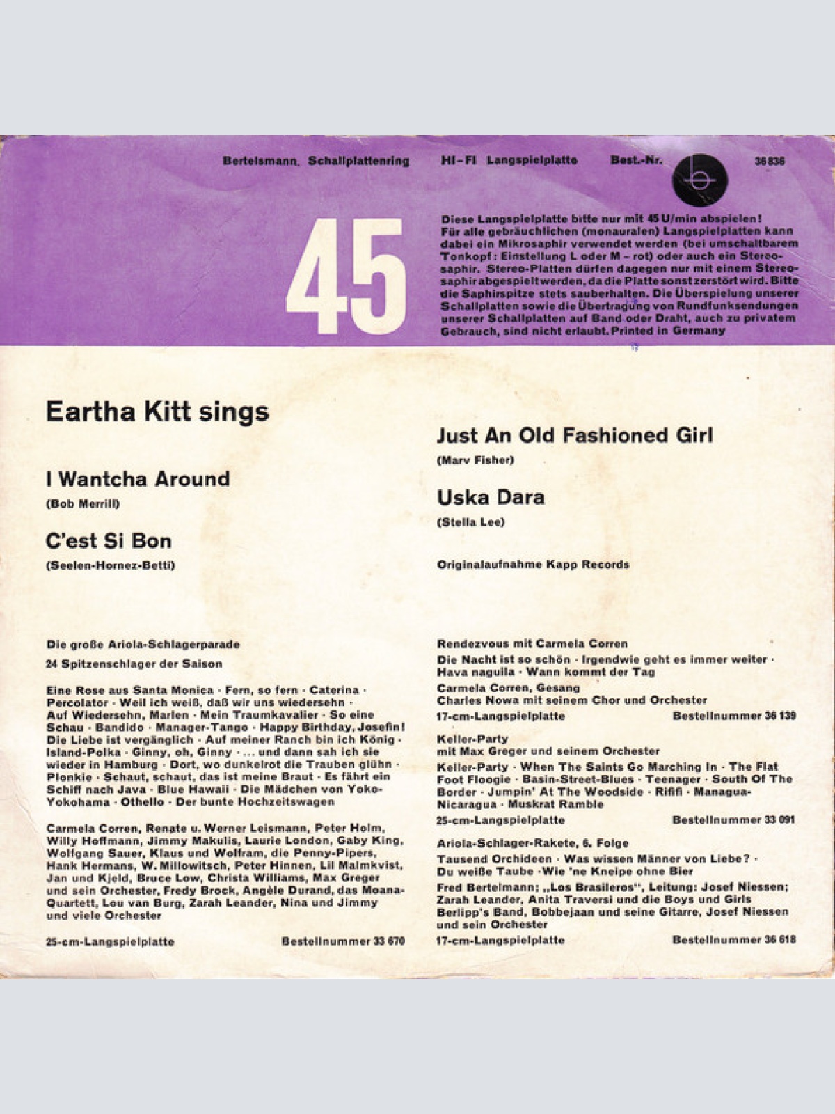 Vinyl / Eartha Kitt - Eartha Kitt Sings