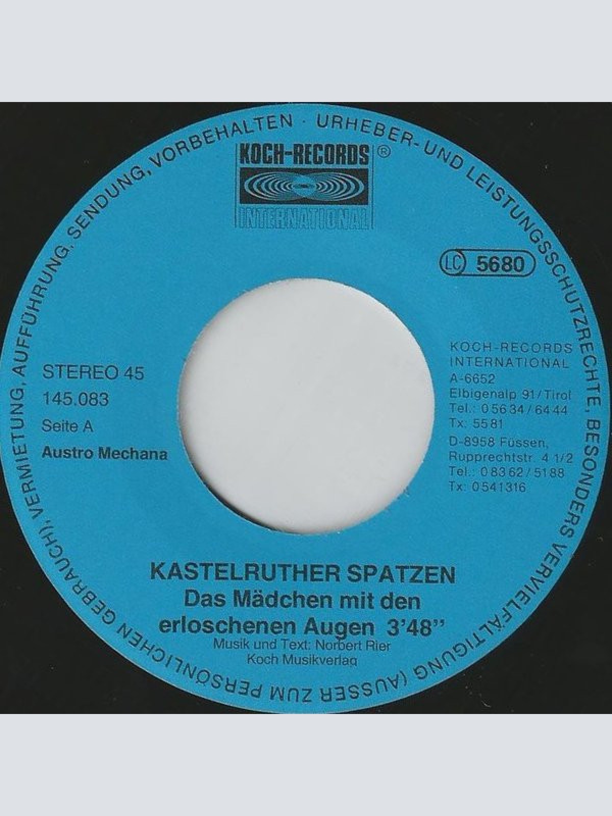 Vinyl / Kastelruther Spatzen - Das Mädchen Mit Den Erloschenen Augen