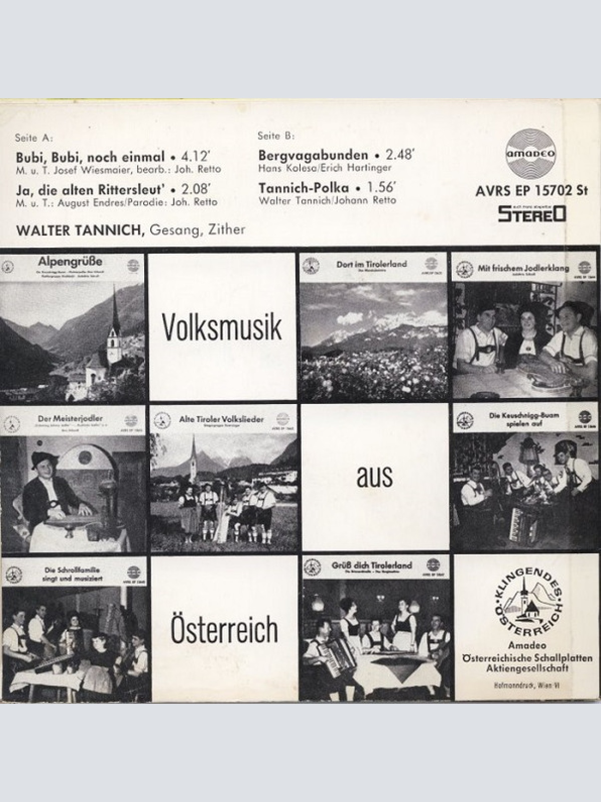 Vinyl / Walter Tannich - Bubi, Bubi Nocheinmal / Ja, Die Alten Rittersleut'