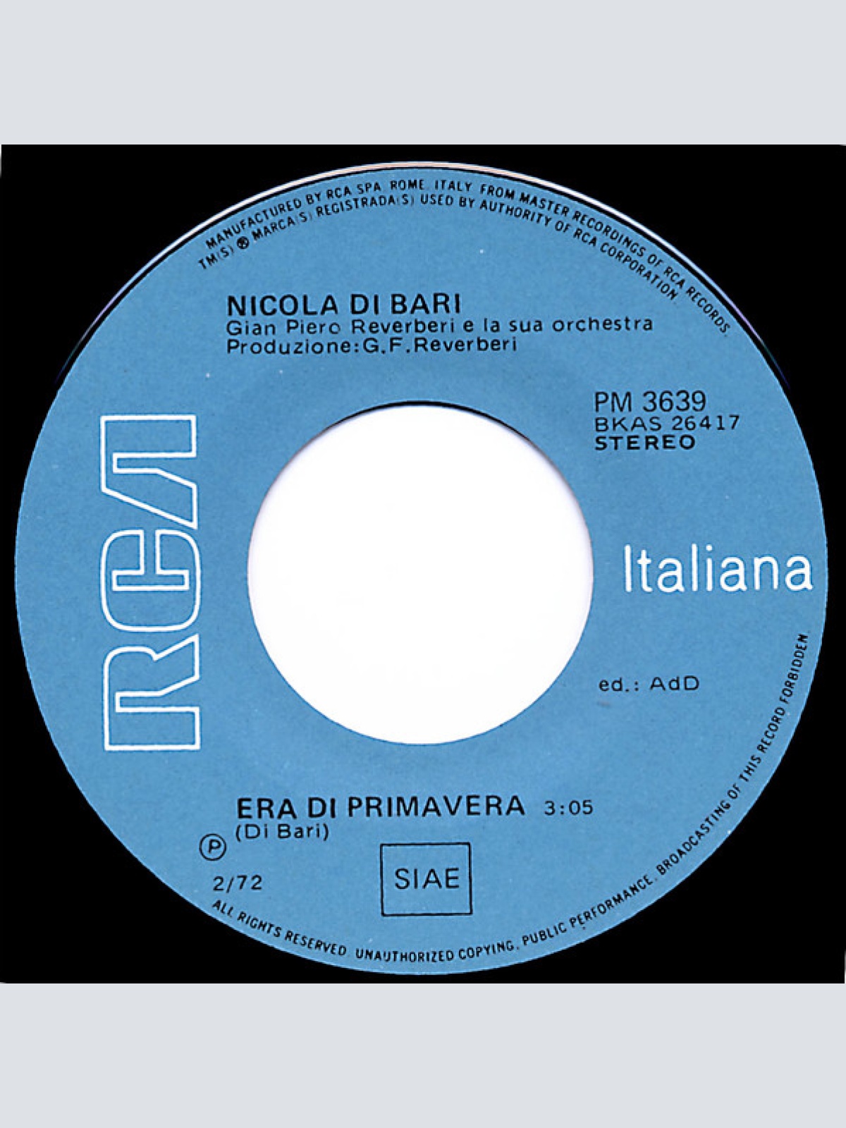 Vinyl / Nicola Di Bari - I Giorni Dell'Arcobaleno / Era Di Primavera