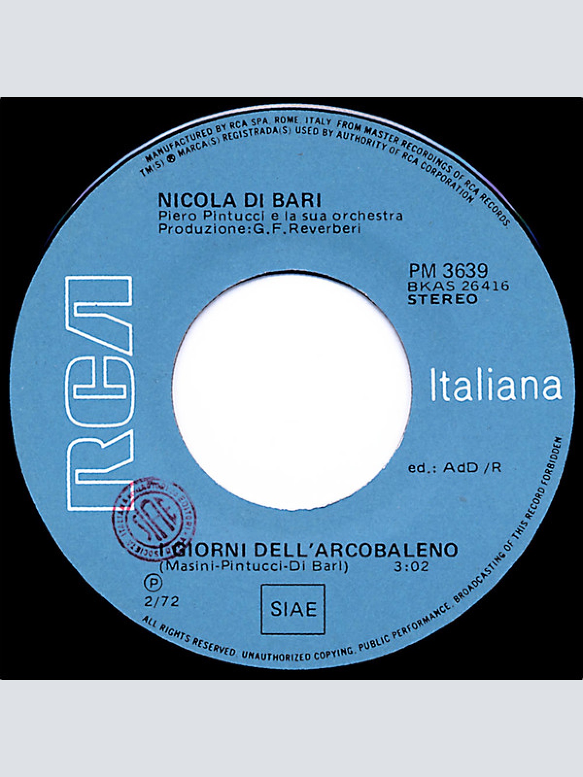 Vinyl / Nicola Di Bari - I Giorni Dell'Arcobaleno / Era Di Primavera