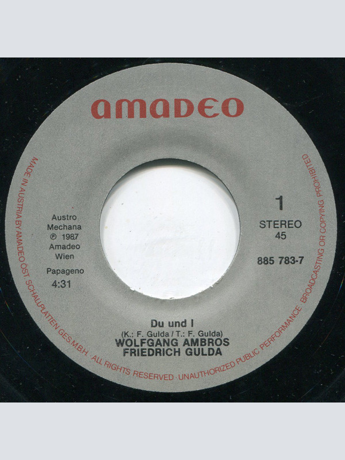 Vinyl / W. Ambros* + Friedrich Gulda - Du + I
