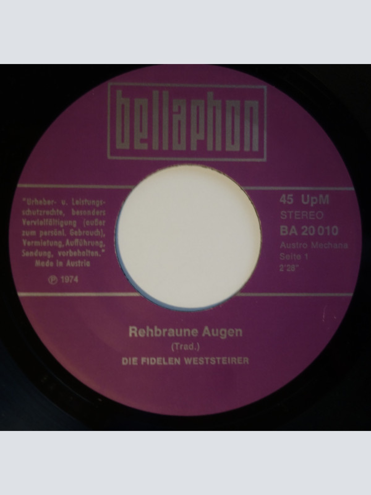 Vinyl / Die Fidelen Weststeirer* - Rehbraune Augen