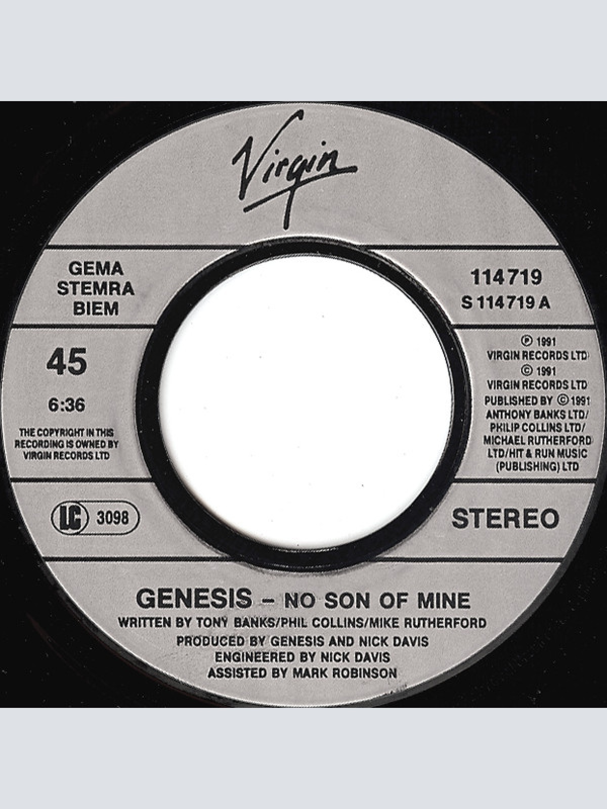 Vinyl / Genesis - No Son Of Mine