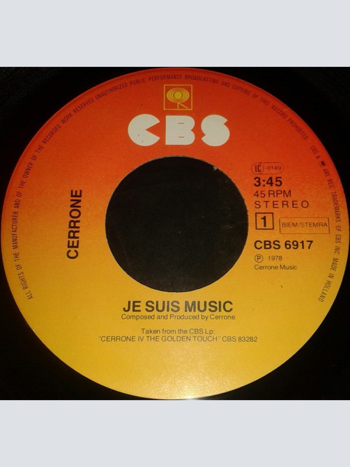 Vinyl / Cerrone - Je Suis Music / Music Of Life