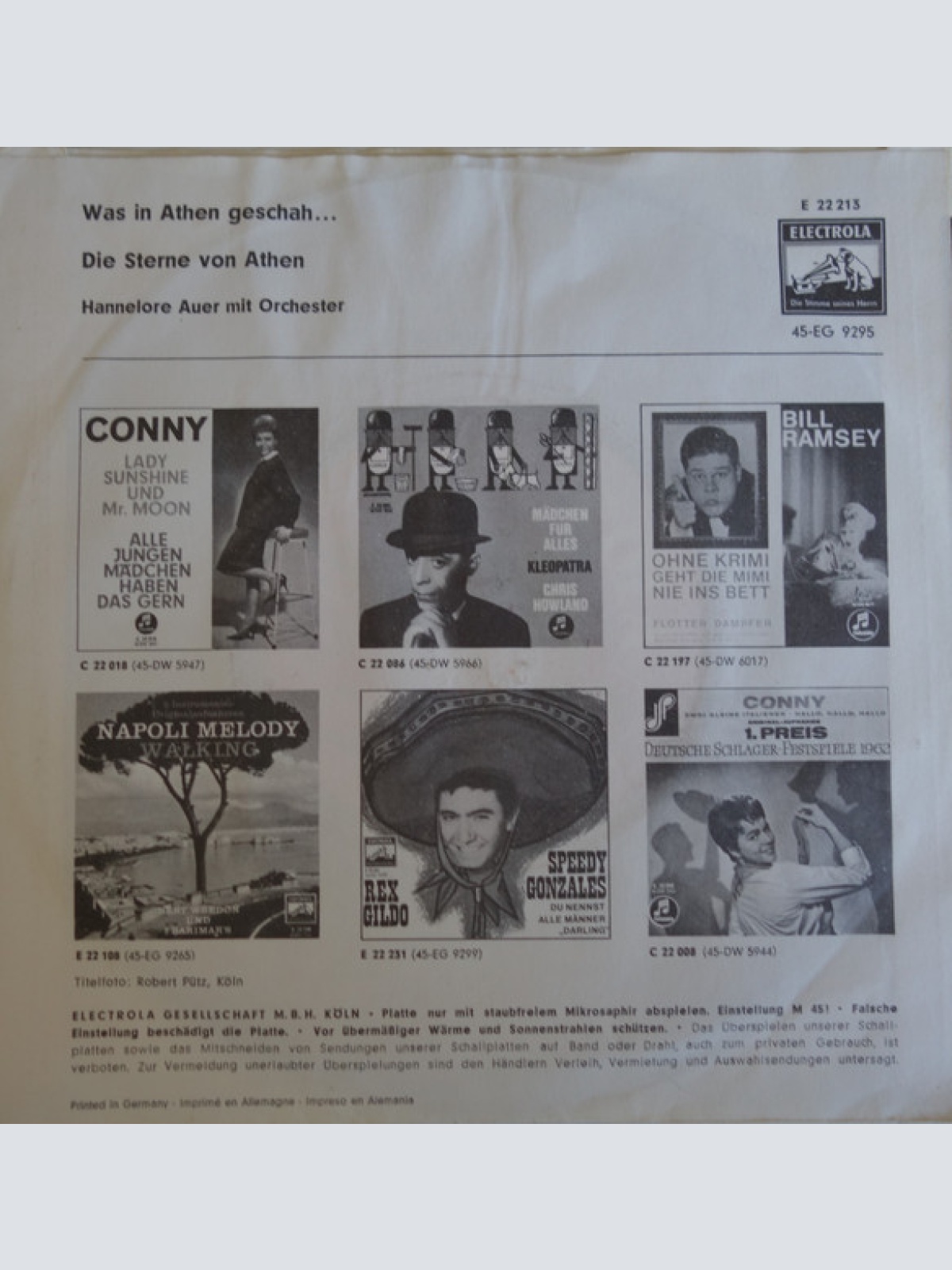 Vinyl / Hannelore Auer - Was In Athen Geschah / Die Sterne Von Athen