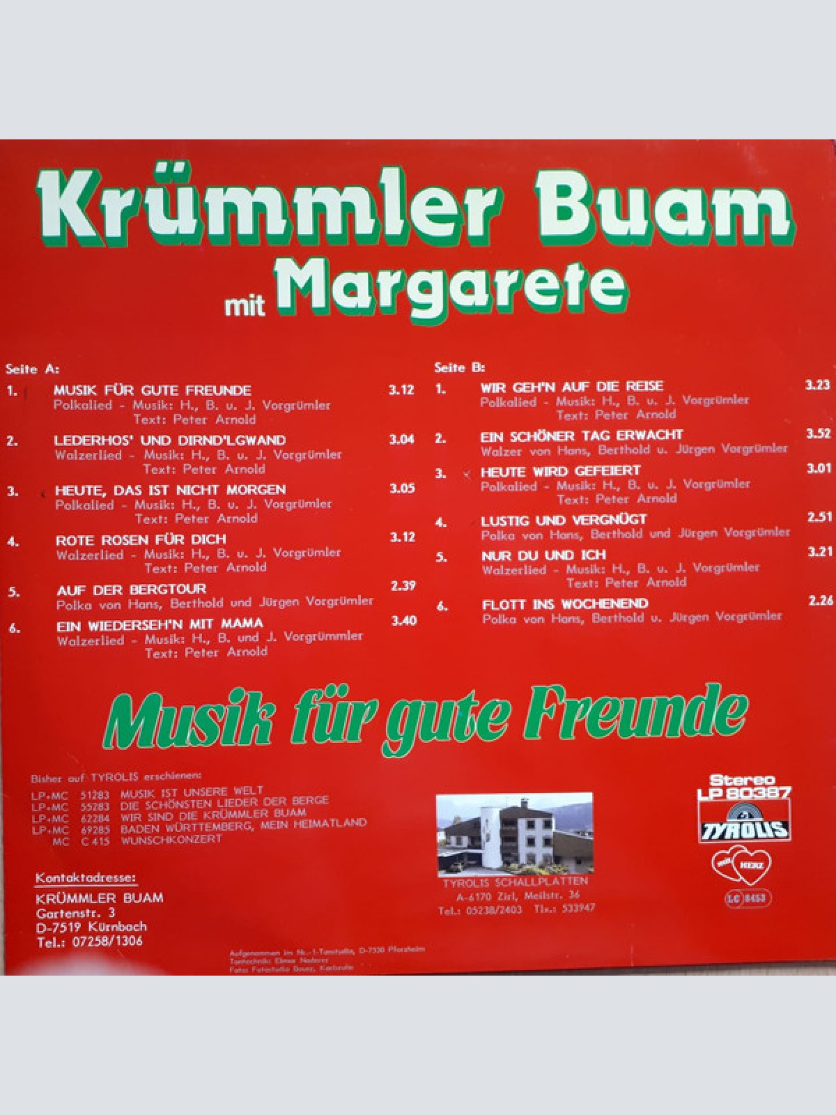 Vinyl / Krümmler Buam Mit Margarete* - Musik Für Gute Freunde