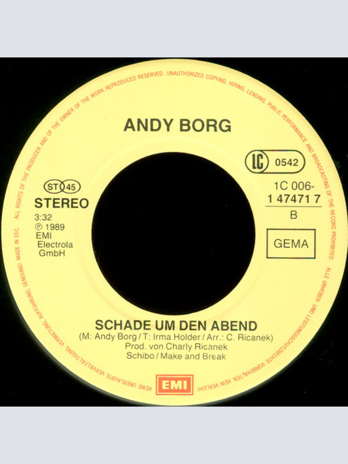 Vinyl / Andy Borg - Schenk Mir Nur Diese Nacht