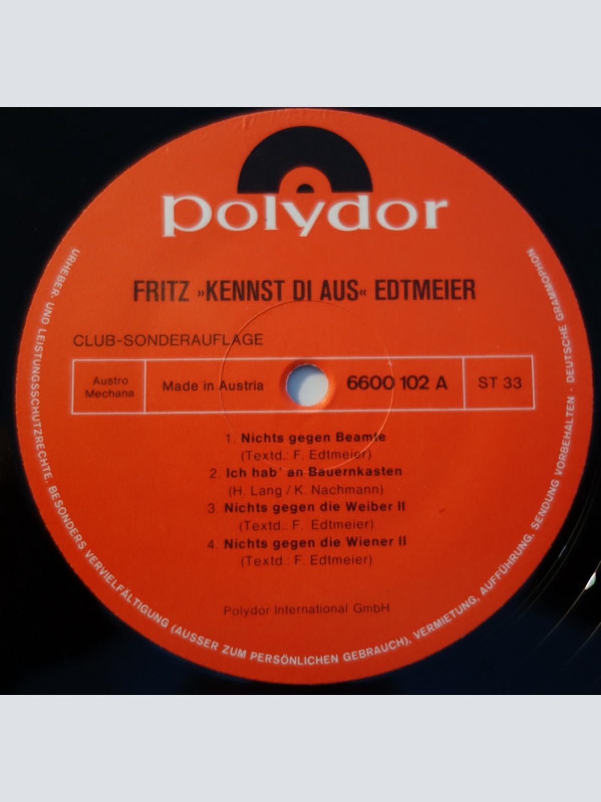 Vinyl / Fritz Edtmeier - Seine Grossen Erfolge