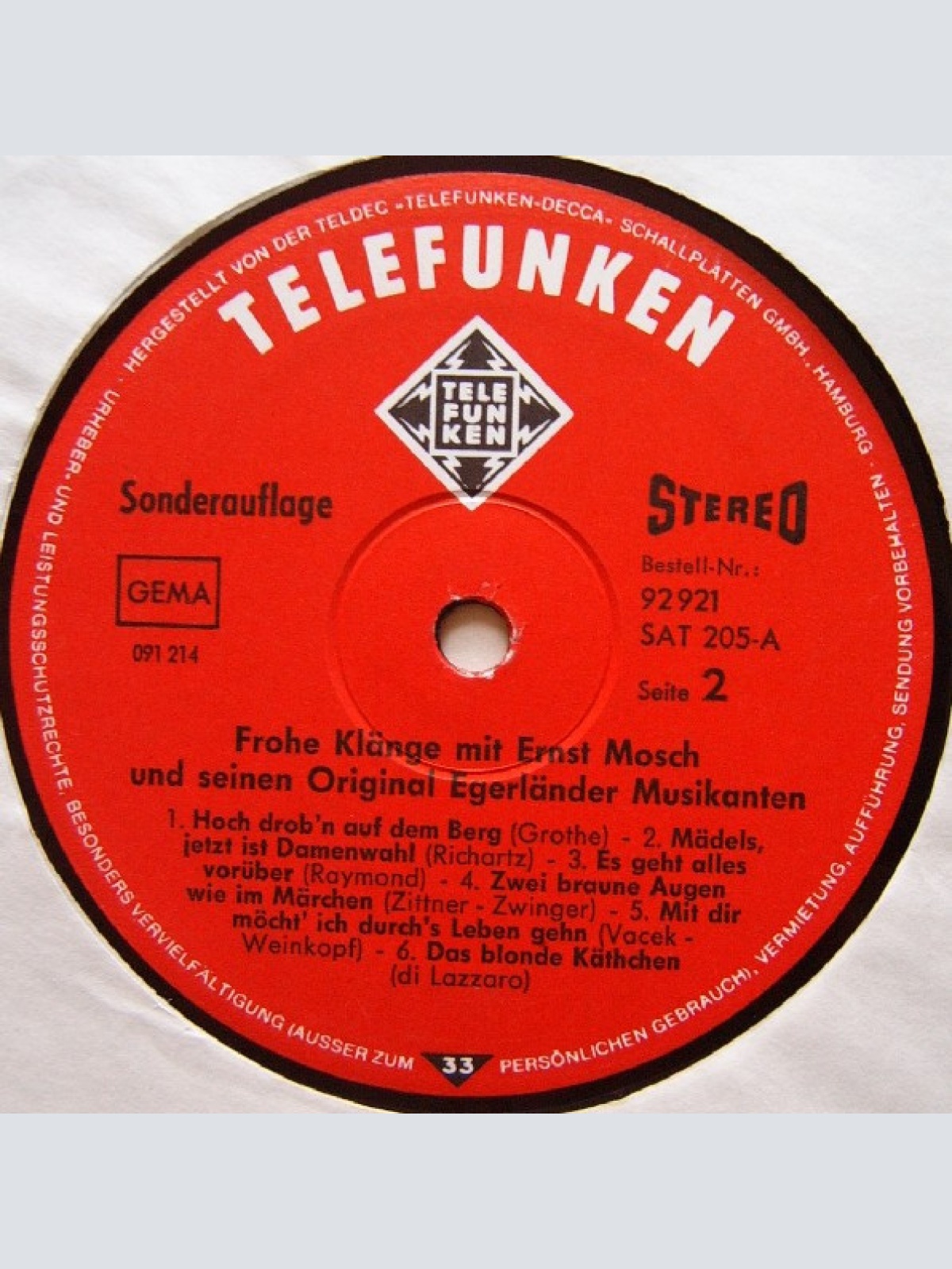 Vinyl / Ernst Mosch Und Seine Original Egerländer Musikanten - Frohe Klänge