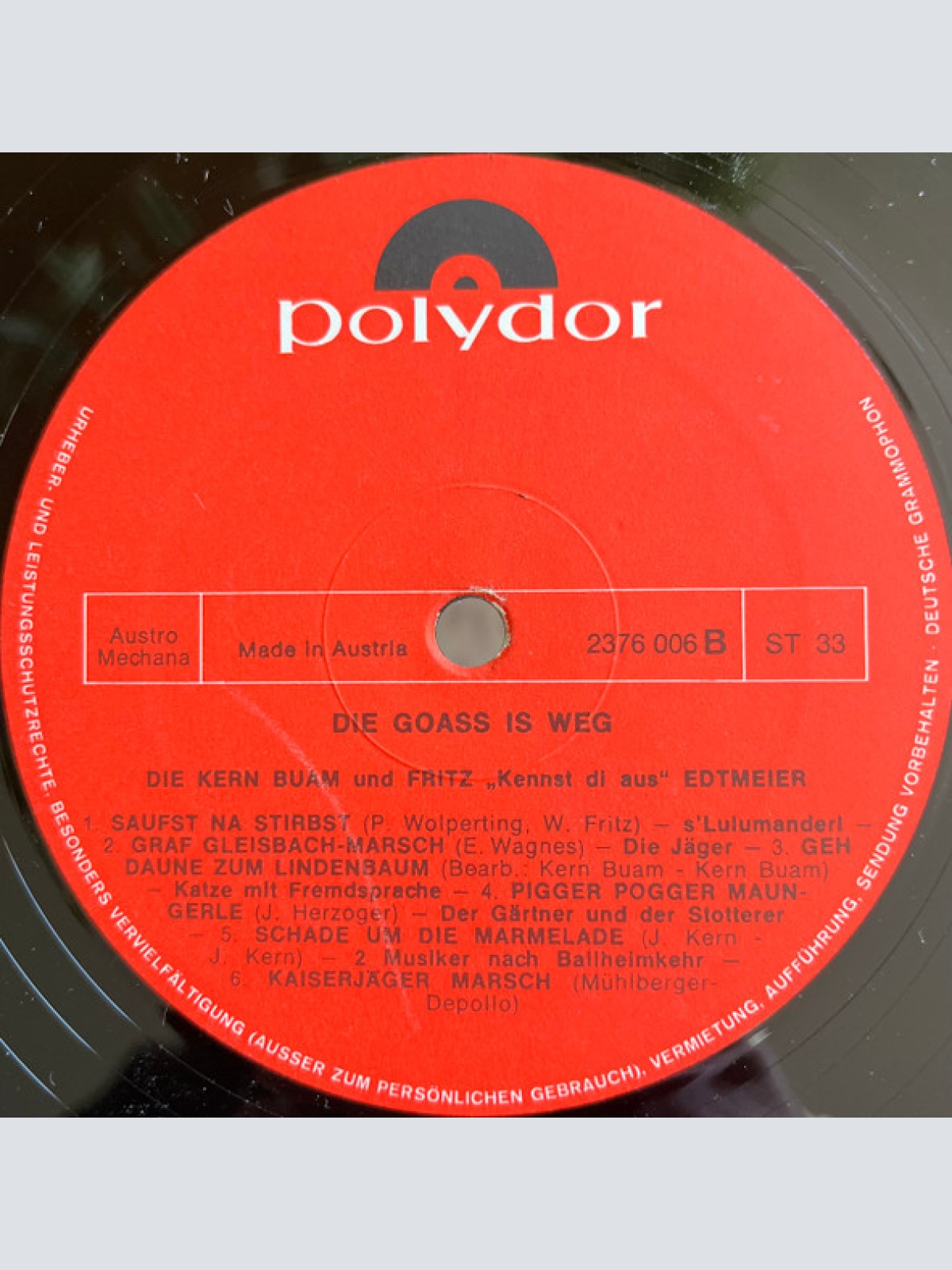 Vinyl / Die Kern Buam Und Fritz „Kennst Di' Aus" Edtmeier* - Die Goass Is Weg