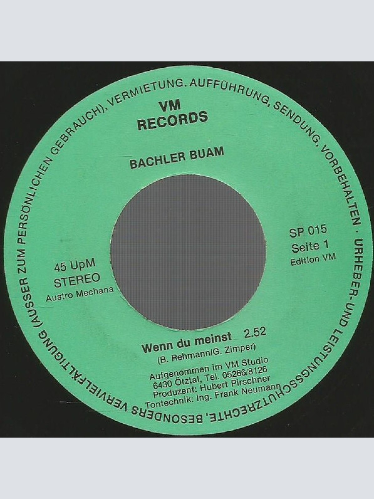 Vinyl / Bachler Buam - Wenn Du Meinst / Tief Drinn Im Böhmerwald