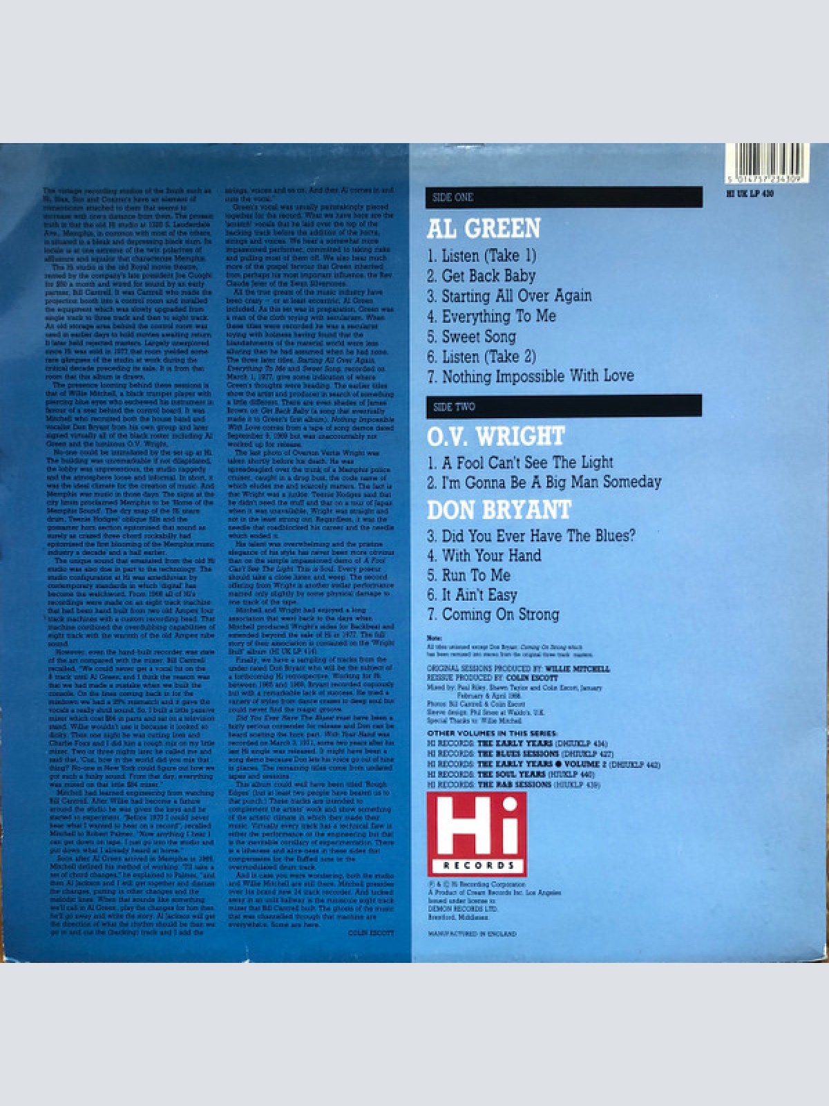 Vinyl / Al Green / O.V. Wright / Don Bryant - 1320 South Lauderdale Avenue (Rare & Unissued Hi Recordings)