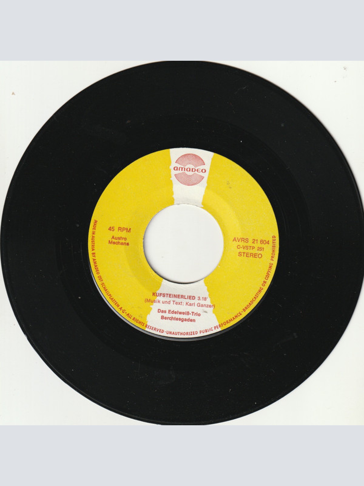 Vinyl / Das Edelweiß-Trio* - Kufsteinerlied