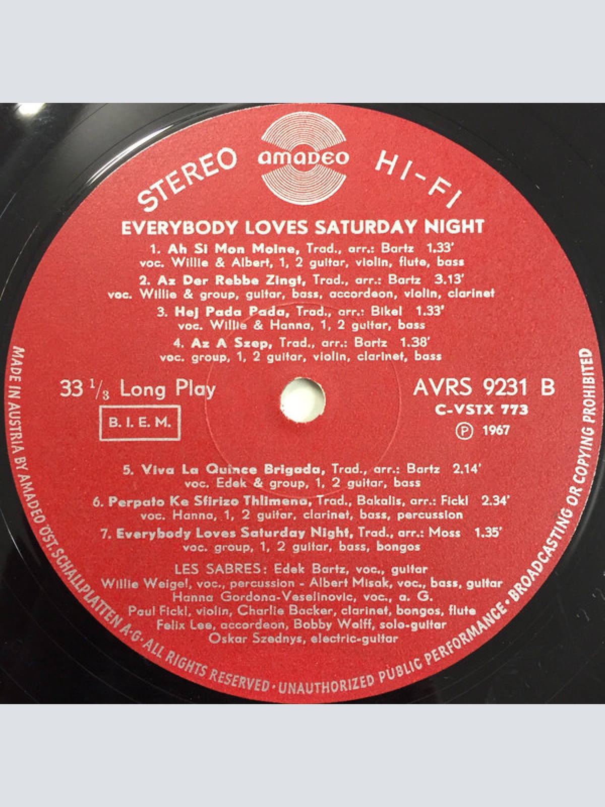 Vinyl / Les Sabres (2) - Everybody Loves Saturday Night - Songs Aus Aller Welt