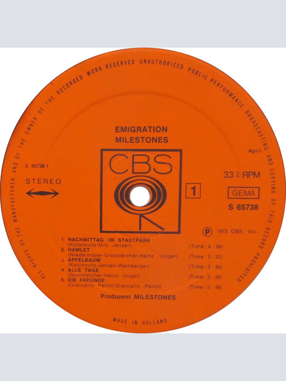 Vinyl / Milestones - Emigration