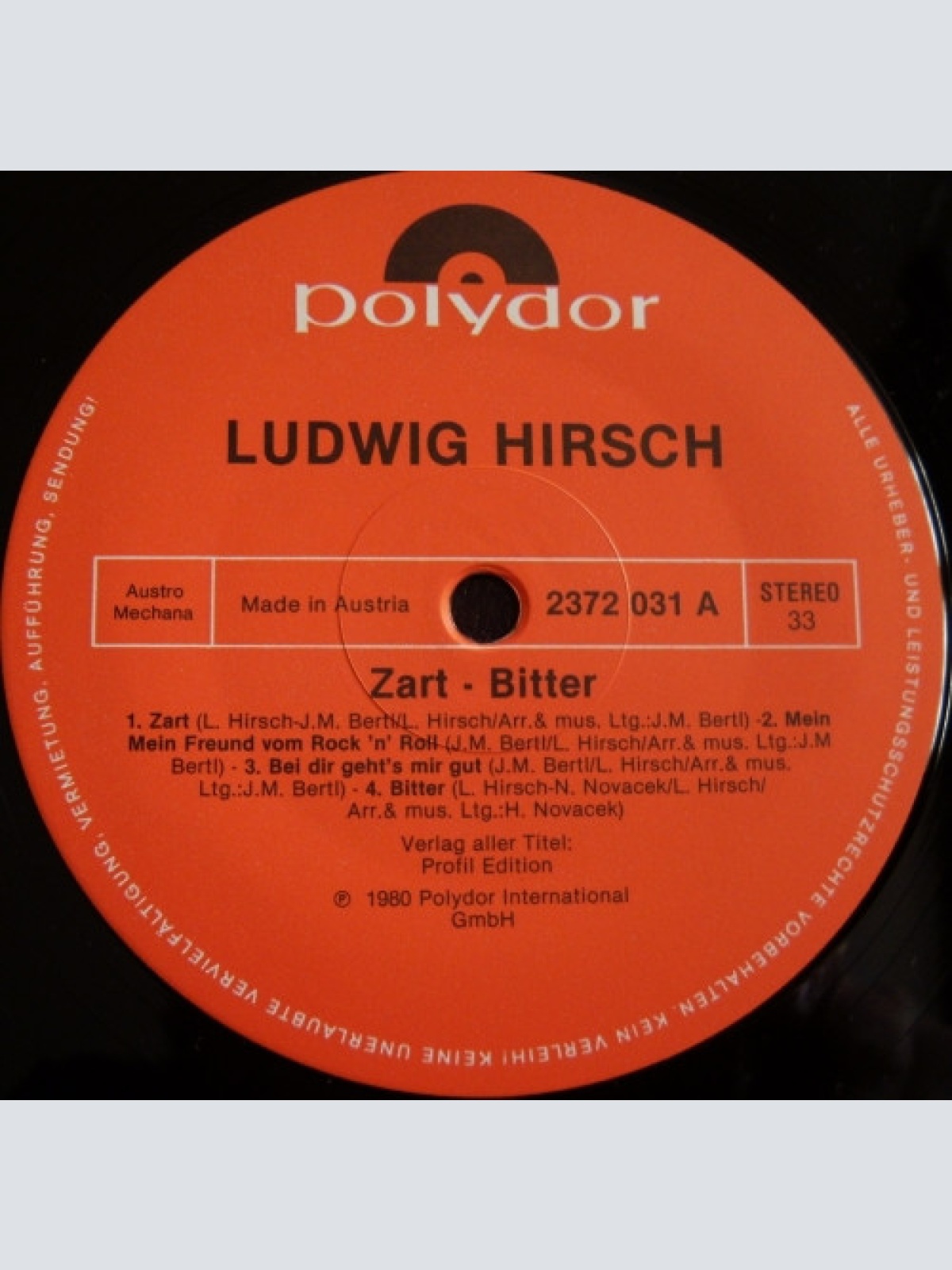 Vinyl / Ludwig Hirsch - Zartbitter