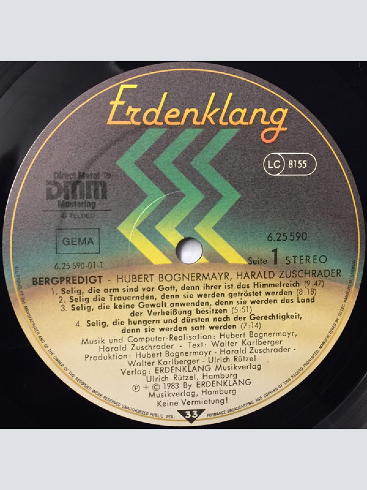 Vinyl / Hubert Bognermayr, Harald Zuschrader - Bergpredigt