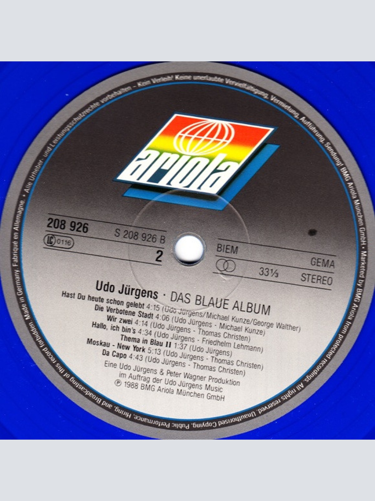 Vinyl / Udo Jürgens - Das Blaue Album