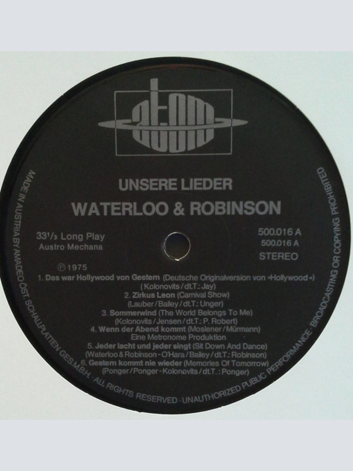 Vinyl / Waterloo & Robinson - Unsere Lieder