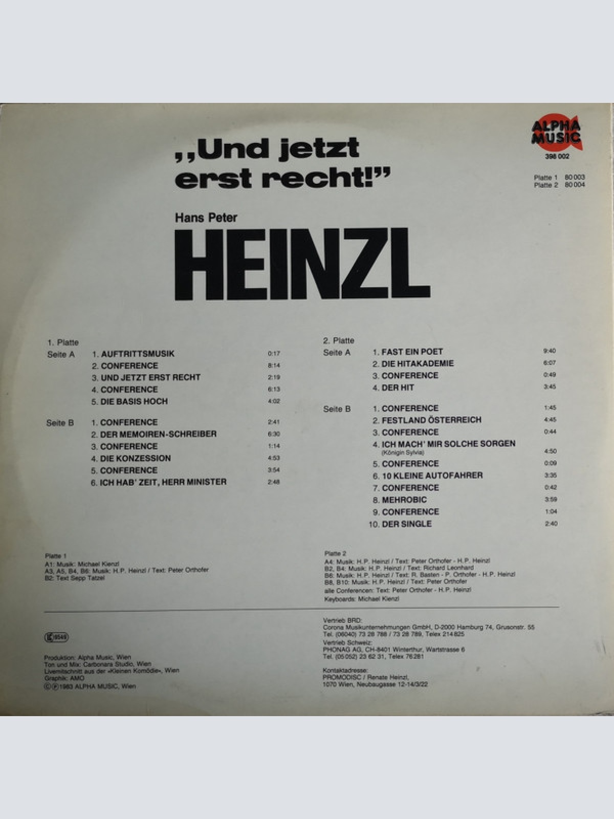 Vinyl / Hans Peter Heinzl - Und Jetzt Erst Recht