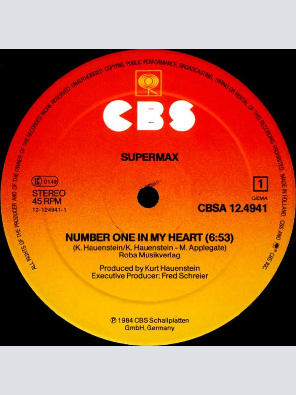 Vinyl / Supermax - Number One In My Heart