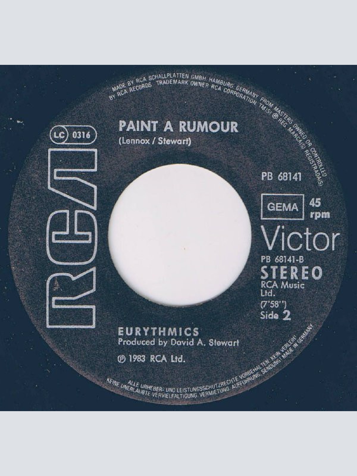 Vinyl / Eurythmics - Here Comes The Rain Again