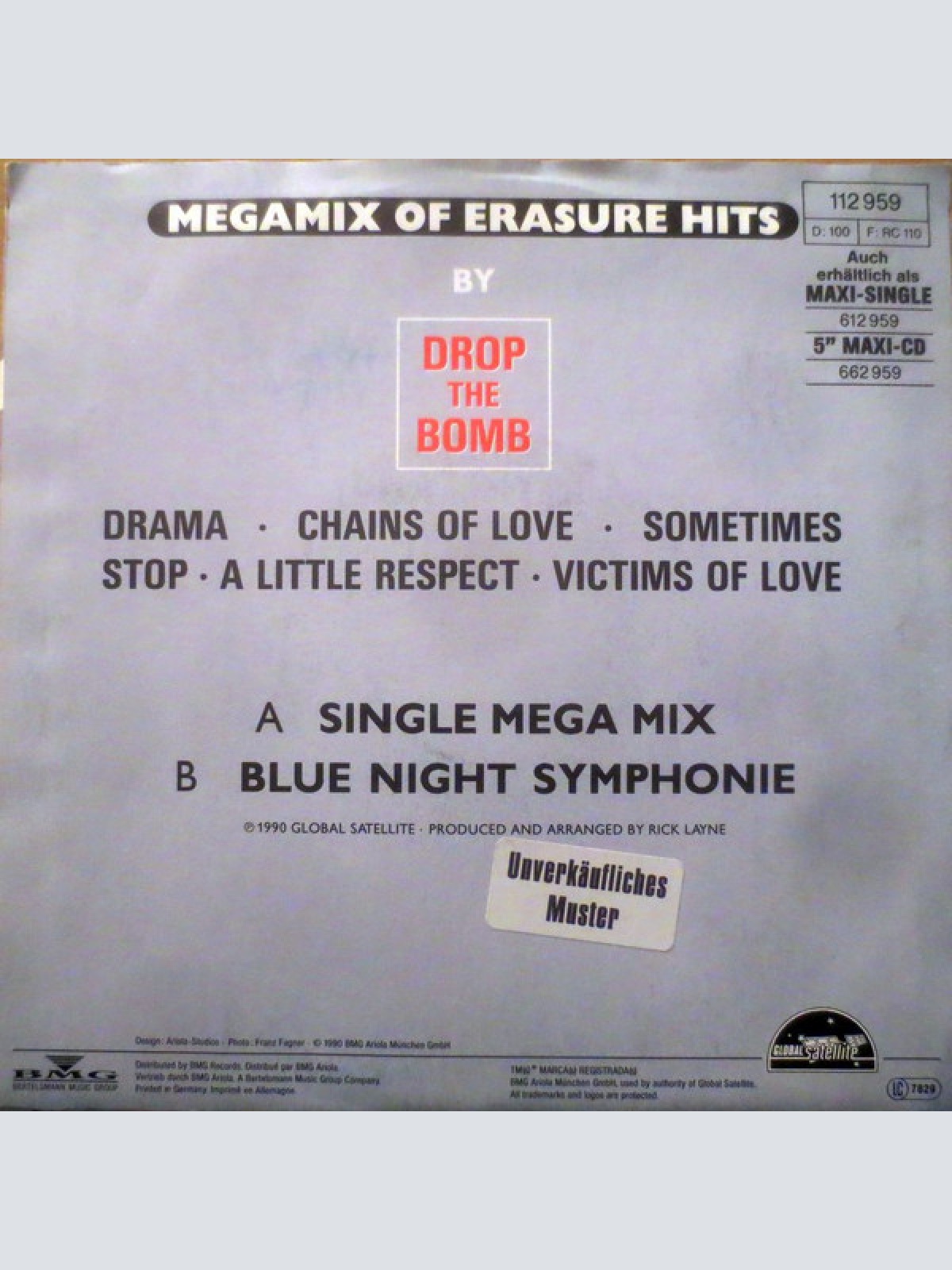 Vinyl / Drop The Bomb - Megamix Of Erasure Hits